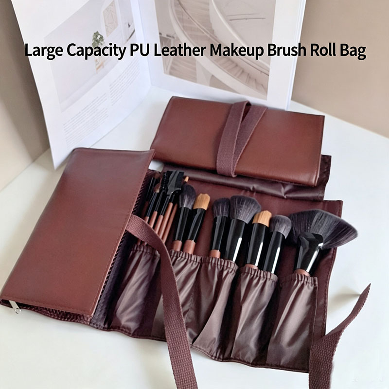 PU Leather Makeup Brush Roll B - Travel Accessories Organizer Bag review and price